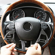 Adesivo decorativo per pulsanti del volante in fibra di carbonio per auto da 2 pezzi per Volkswagen Touareg, Steering Wheel Button
