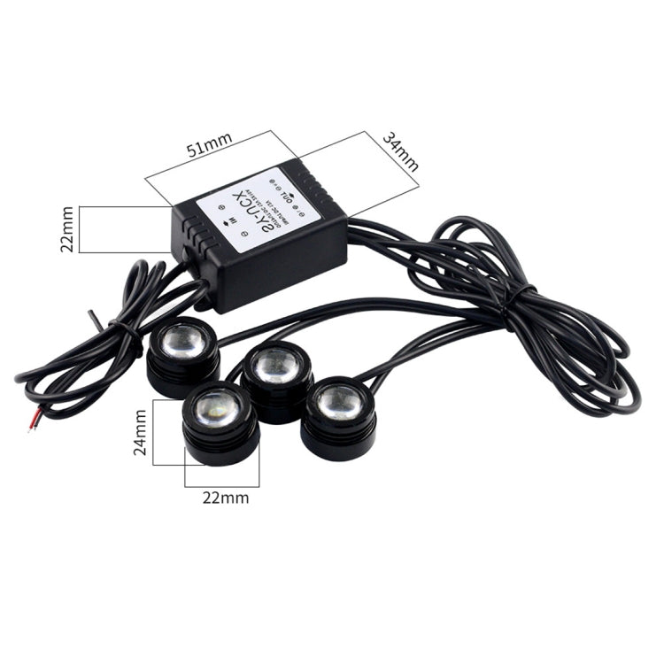 Luce di retromarcia a LED per auto 4x1,5 W con telecomando wireless, 4x1.5W