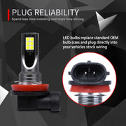 2 PZ H11 / H8 DC12V-24V / 12W / 3000K / 800LM 12 LED SMD-3030 Fendinebbia LED per auto, H1 (White Light), H11