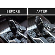 Adesivo decorativo per pannello inferiore della leva del cambio in fibra di carbonio per auto per BMW Serie 5 G38 528Li / 530Li / 540Li 2018, guida a sinistra, Gear Lever Lower