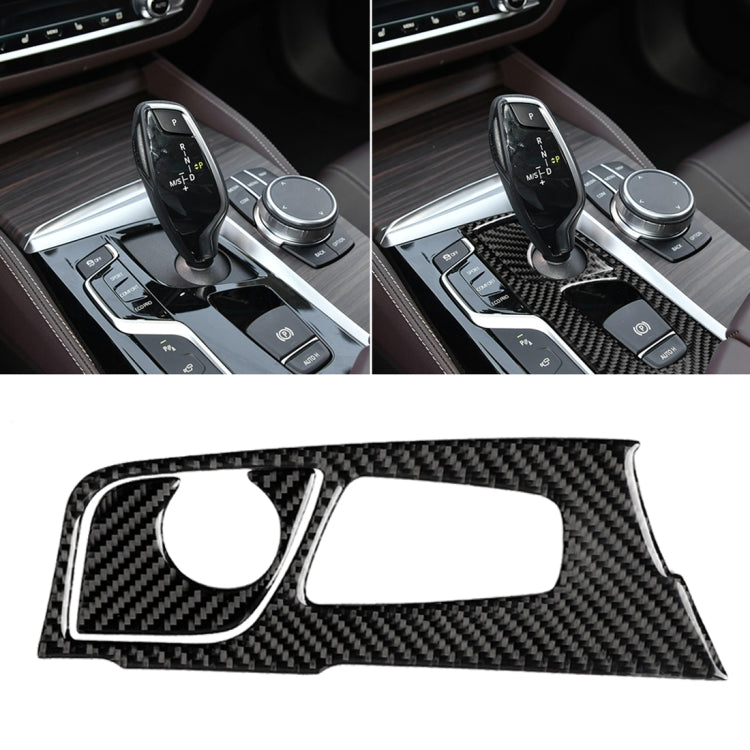 Adesivo decorativo per pannello di posizione del cambio in fibra di carbonio 2 in 1 per BMW Serie 5 G38 528Li / 530Li / 540Li 2018, guida a sinistra, Gear Position