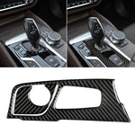 Adesivo decorativo per pannello di posizione del cambio in fibra di carbonio 2 in 1 per BMW Serie 5 G38 528Li / 530Li / 540Li 2018, guida a sinistra, Gear Position