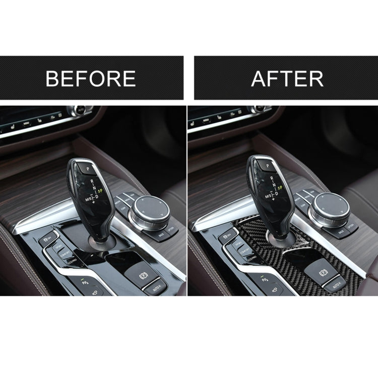 Adesivo decorativo per pannello di posizione del cambio in fibra di carbonio 2 in 1 per BMW Serie 5 G38 528Li / 530Li / 540Li 2018, guida a sinistra, Gear Position