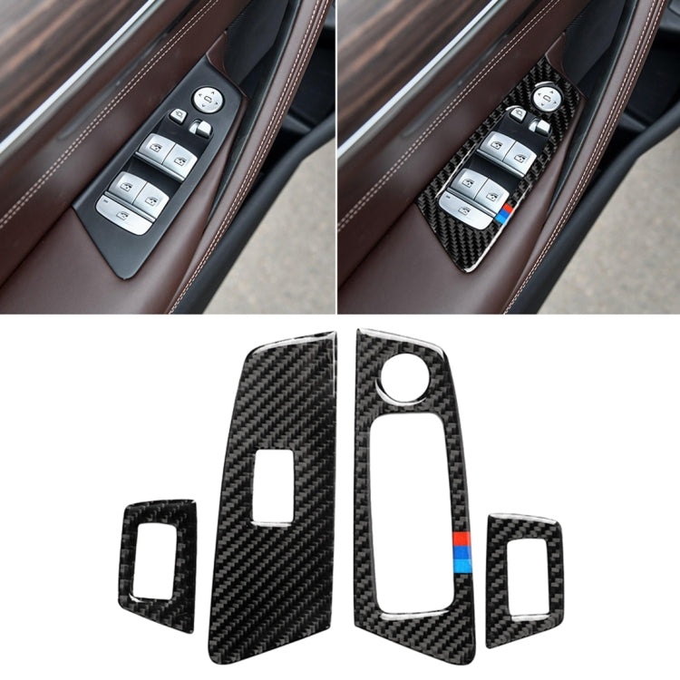 Adesivo decorativo per pannello di sollevamento per finestrini per porte e finestre in fibra di carbonio tricolore per auto, Left DriveMW 5 Series G38 528Li / 530Li / 540Li 2018, Door Window Lift(Tricolor)