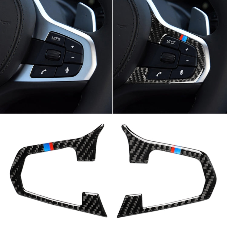 Configurazione dei pulsanti del volante in fibra di carbonio tricolore per auto Un adesivo decorativo per BMW Serie 5 G30/G38 X3 G01/G08, Steering Wheel(Tricolor A)
