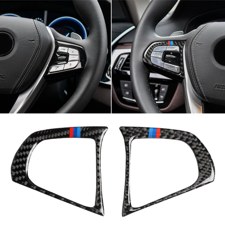 Auto Tricolore Volante In Fibra di Carbonio Configurazione dei Pulsanti B Adesivo Decorativo per BMW Serie 5 G30/G38 X3 G01/G08, Steering Wheel Button(Tricolor)