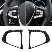 Configurazione dei pulsanti del volante in fibra di carbonio per auto B Adesivo decorativo per BMW Serie 5 G30/G38 X3 G01/G08, Steering Wheel Button