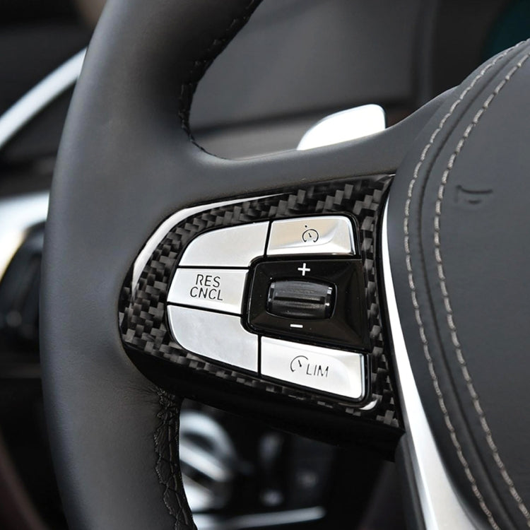 Configurazione dei pulsanti del volante in fibra di carbonio per auto B Adesivo decorativo per BMW Serie 5 G30/G38 X3 G01/G08, Steering Wheel Button