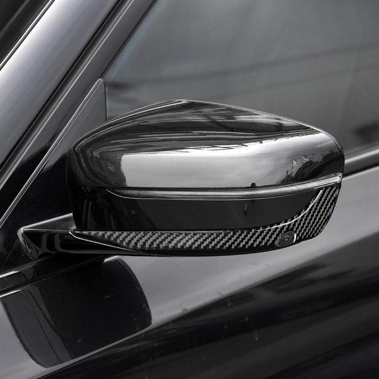 Adesivo decorativo per striscia paraurti specchietto retrovisore auto in fibra di carbonio da 2 pezzi per BMW G30 (2018-2019) / G11 (2016-2019), guida a sinistra con fotocamera, Rearview Mirror Left Drive with Camera