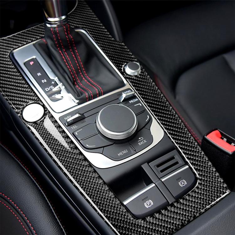 Adesivo decorativo per pannello di posizione del cambio in fibra di carbonio per auto per Audi 2014-2017 A3, guida a sinistra, Gear Position For A3