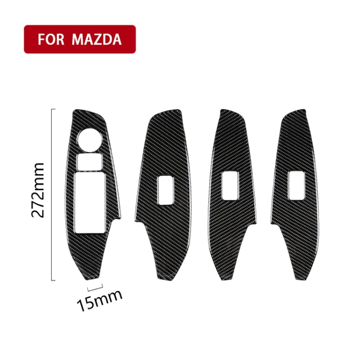Adesivo decorativo per pannello alzacristalli per finestrino con guida a sinistra in fibra di carbonio per Mazda Axela 2014/2017-2018, Left Drive Window Lift Panel