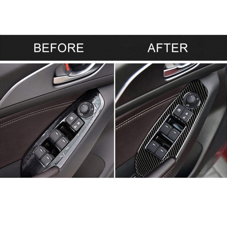 Adesivo decorativo per pannello alzacristalli per finestrino con guida a sinistra in fibra di carbonio per Mazda Axela 2014/2017-2018, Left Drive Window Lift Panel