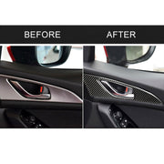 Adesivo decorativo per telaio esterno maniglia interna per porta in fibra di carbonio da 2 pezzi per Mazda Axela 2014/2017-2018, Door Inner Handle Outer Frame