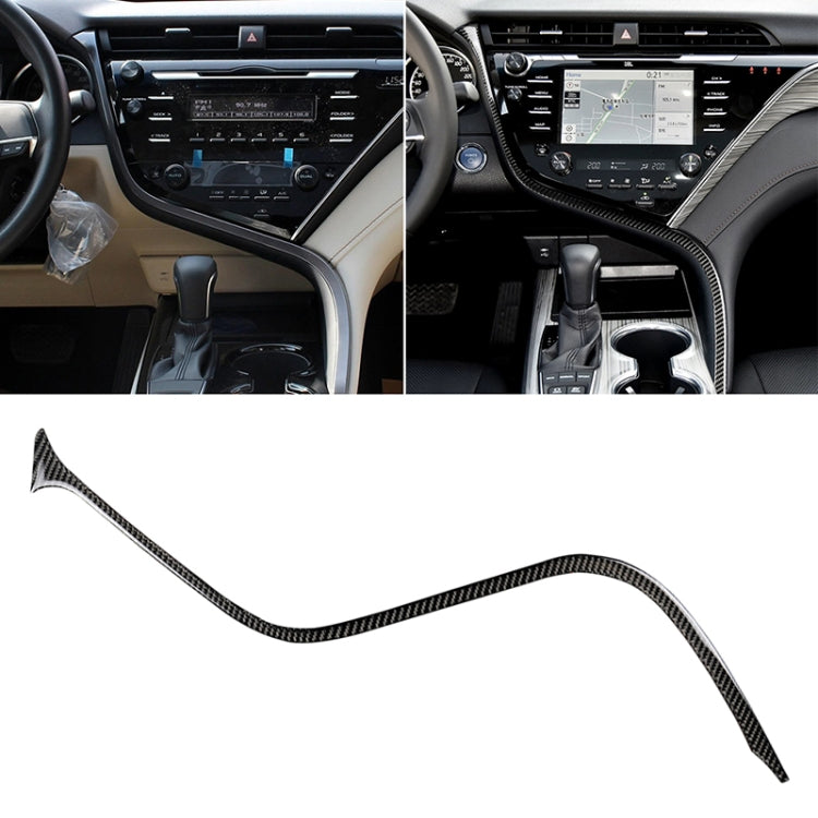 Adesivo decorativo con striscia S per controllo centrale in fibra di carbonio per auto per Toyota Camry di ottava generazione 2018-2019, guida a sinistra, Central Control S Strip
