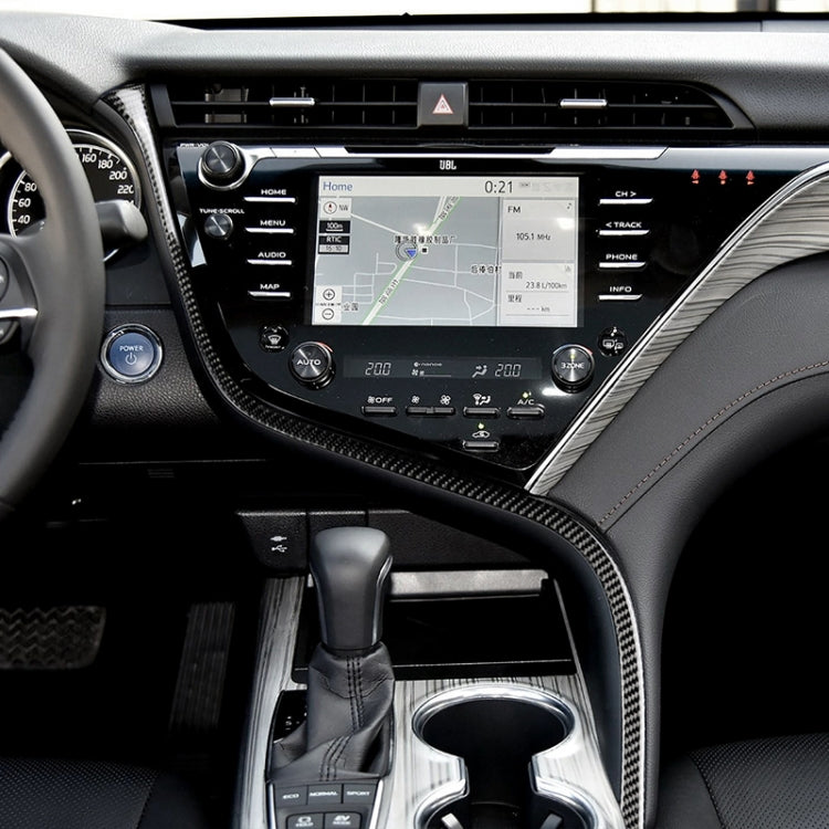 Adesivo decorativo con striscia S per controllo centrale in fibra di carbonio per auto per Toyota Camry di ottava generazione 2018-2019, guida a sinistra, Central Control S Strip