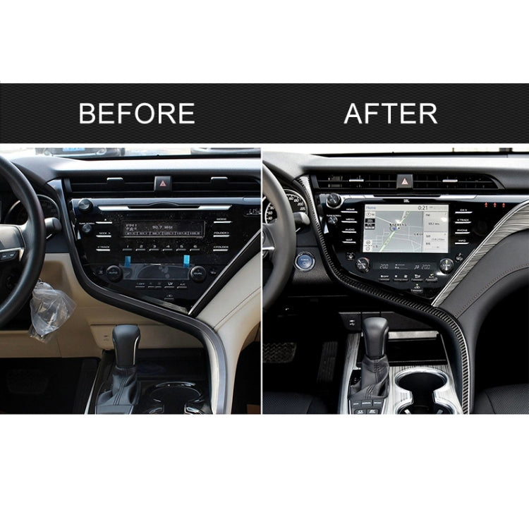 Adesivo decorativo con striscia S per controllo centrale in fibra di carbonio per auto per Toyota Camry di ottava generazione 2018-2019, guida a sinistra, Central Control S Strip