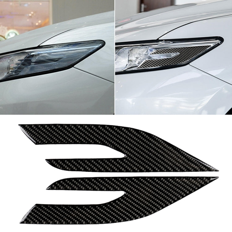Adesivo decorativo per fari in fibra di carbonio per auto da 2 pezzi per Toyota Camry di ottava generazione 2018-2019, Headlight