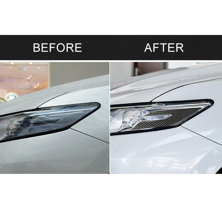 Adesivo decorativo per fari in fibra di carbonio per auto da 2 pezzi per Toyota Camry di ottava generazione 2018-2019, Headlight