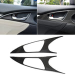 2 PCS Auto In Fibra di Carbonio Porta Maniglia Interna Pannello Polso Adesivo Decorativo per Honda Decima Generazione Civic 2016-2019, Door Inner Handle Wrist Panel