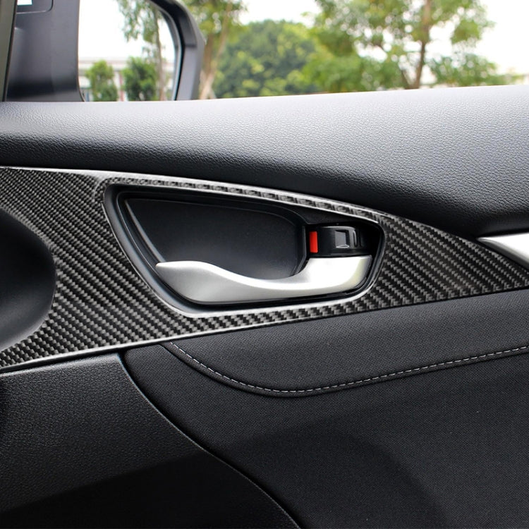 2 PCS Auto In Fibra di Carbonio Porta Maniglia Interna Pannello Polso Adesivo Decorativo per Honda Decima Generazione Civic 2016-2019, Door Inner Handle Wrist Panel