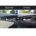 2 PCS Auto In Fibra di Carbonio Porta Maniglia Interna Pannello Polso Adesivo Decorativo per Honda Decima Generazione Civic 2016-2019, Door Inner Handle Wrist Panel