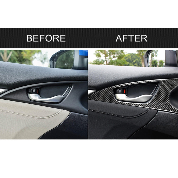 2 PCS Auto In Fibra di Carbonio Porta Maniglia Interna Pannello Polso Adesivo Decorativo per Honda Decima Generazione Civic 2016-2019, Door Inner Handle Wrist Panel