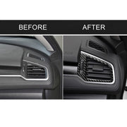 Adesivo decorativo per presa d'aria destra e sinistra in fibra di carbonio per auto per Honda Civic di decima generazione 2016-2019, guida a sinistra, Right and Left Air Outlet