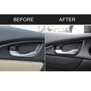 Adesivo decorativo per telaio interno del polso interno per porta in fibra di carbonio da 4 pezzi per Honda Civic di decima generazione 2016-2019, Door Inner Wrist Frame