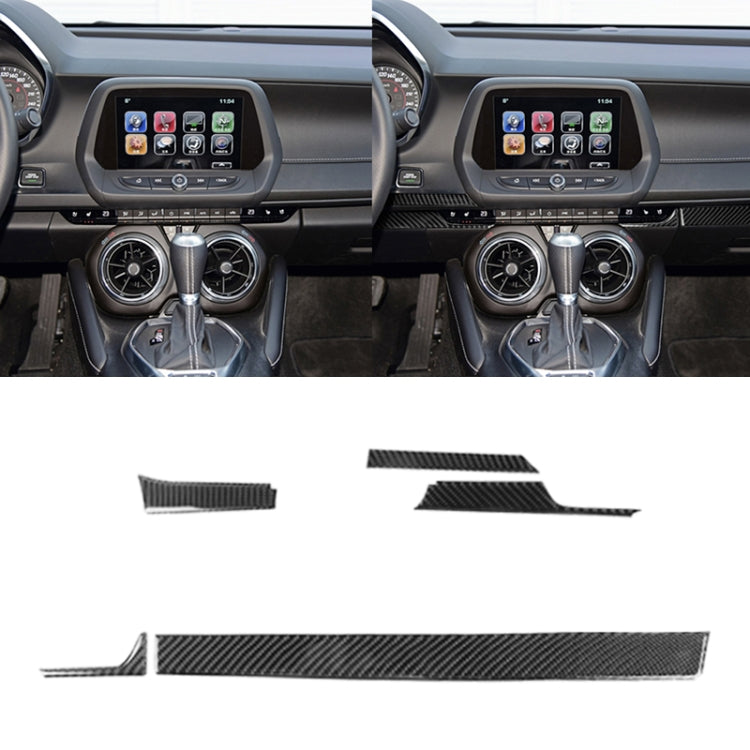 Adesivo decorativo per console centrale in fibra di carbonio 5 in 1 per Chevrolet Camaro 2017-2019, guida a sinistra, Central Console