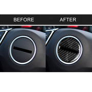 Adesivo decorativo con logo sul volante in fibra di carbonio per auto per Chevrolet Camaro 2017-2019, Steering Wheel Logo