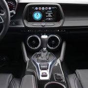 Adesivo decorativo per telaio esterno dell'ingranaggio di controllo centrale in fibra di carbonio per auto 2 in 1 per Chevrolet Camaro 2017-2019, Central Control Gear Outer Frame