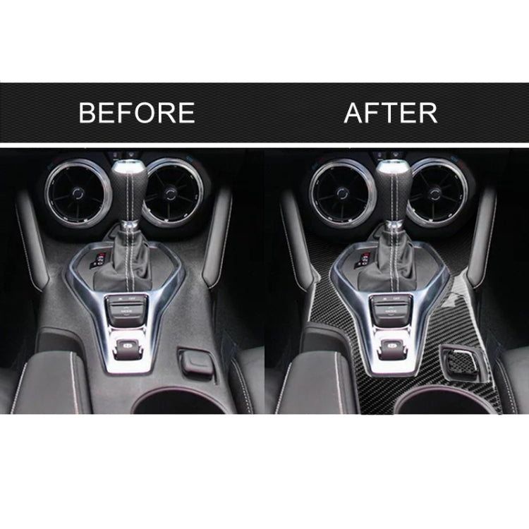 Adesivo decorativo per telaio esterno dell'ingranaggio di controllo centrale in fibra di carbonio per auto 2 in 1 per Chevrolet Camaro 2017-2019, Central Control Gear Outer Frame