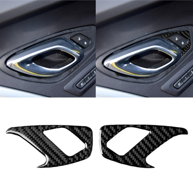 Adesivo decorativo per serratura interna della porta interna in fibra di carbonio da 2 pezzi per Chevrolet Camaro 2017-2019, Inner Door Lock