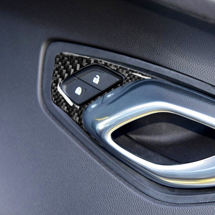 Adesivo decorativo per serratura interna della porta interna in fibra di carbonio da 2 pezzi per Chevrolet Camaro 2017-2019, Inner Door Lock