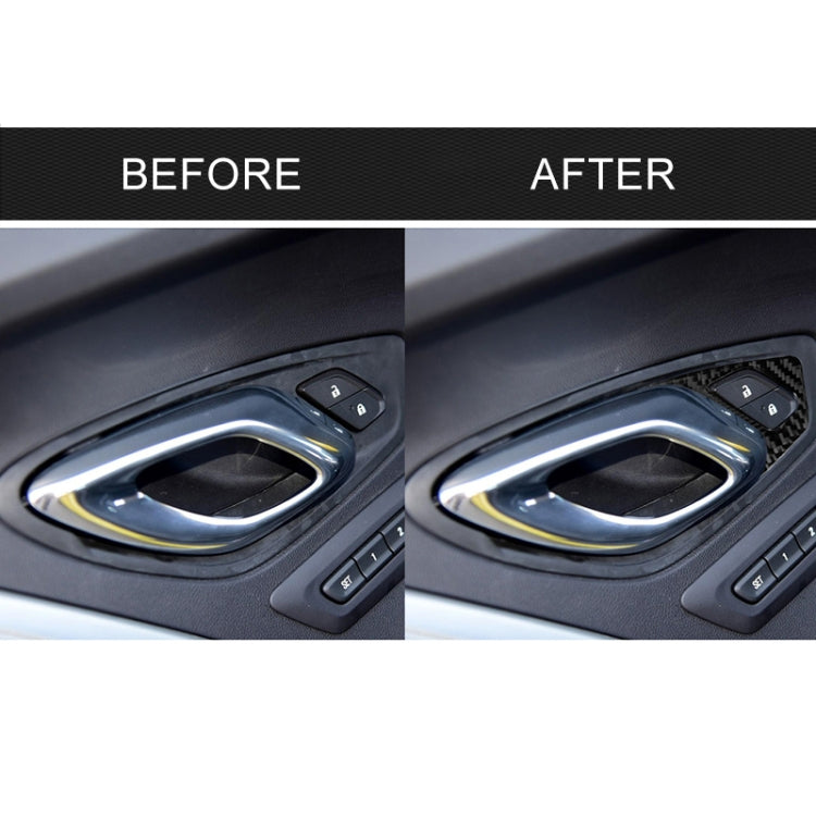 Adesivo decorativo per serratura interna della porta interna in fibra di carbonio da 2 pezzi per Chevrolet Camaro 2017-2019, Inner Door Lock