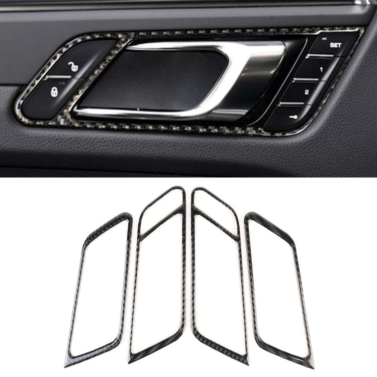 Adesivo decorativo per telaio maniglia portiera auto in fibra di carbonio da 4 pezzi per Porsche Macan, Door Handle Frame