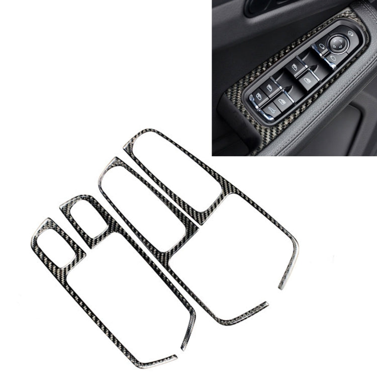 Adesivo decorativo per pannello pulsanti finestrino auto in fibra di carbonio da 4 pezzi per Porsche Macan, Window Button Panel