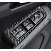 Adesivo decorativo per pannello pulsanti finestrino auto in fibra di carbonio da 4 pezzi per Porsche Macan, Window Button Panel