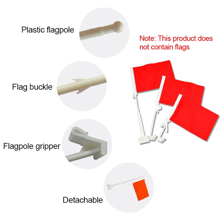 Asta per bandiera in plastica per finestrino dell'auto, 10 pezzi da 34 cm, senza bandiera, 34cm