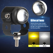 2 pezzi DC9-36V / 20W / 6000K / 3000K / 2000LM Fari / fendinebbia a doppio colore per motocicli, 20W