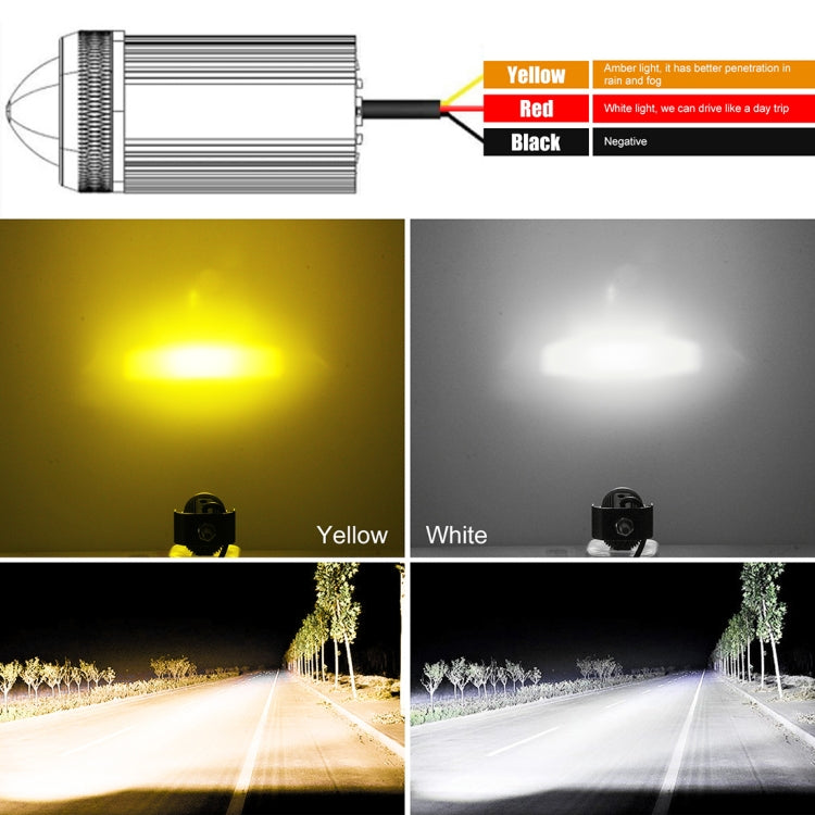 2 pezzi DC9-36V / 20W / 6000K / 3000K / 2000LM Fari / fendinebbia a doppio colore per motocicli, 20W