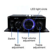 AK170 Mini amplificatore HIFI per auto Audio DC 12V, AK170