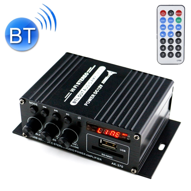 AK370 Amplificatore audio HIFI Bluetooth per uso domestico/auto da 12 V con telecomando, AK370