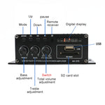 AK370 Amplificatore audio HIFI Bluetooth per uso domestico/auto da 12 V con telecomando, AK370