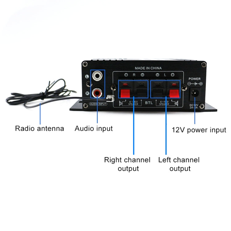 AK370 Amplificatore audio HIFI Bluetooth per uso domestico/auto da 12 V con telecomando, AK370