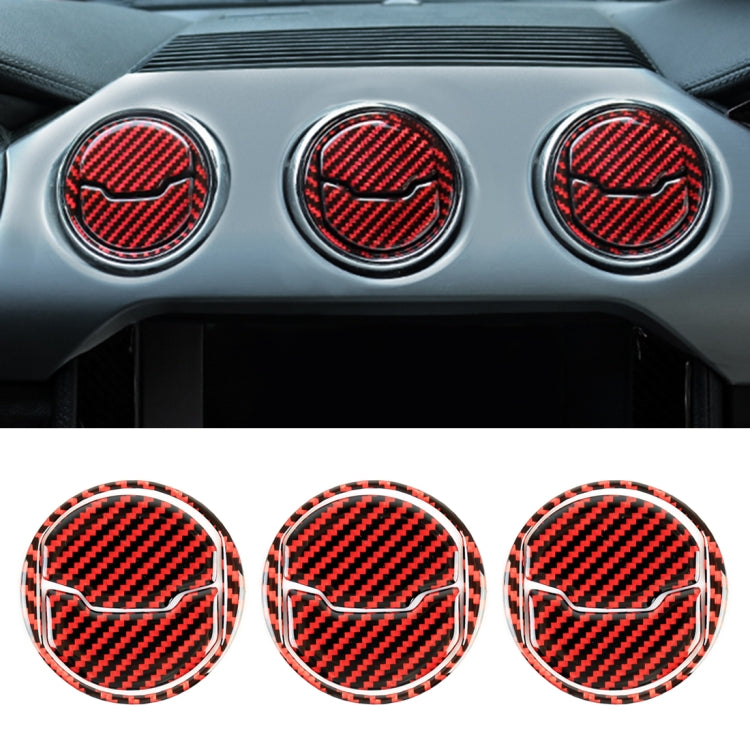 Adesivo decorativo per telaio di uscita dell'aria centrale in fibra di carbonio per auto 9 in 1 per Ford Mustang, Central Air Outlet Frame