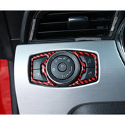 Adesivo decorativo per cornice pulsante interruttore fari in fibra di carbonio 2 in 1 per Ford Mustang, Headlight Switch Button