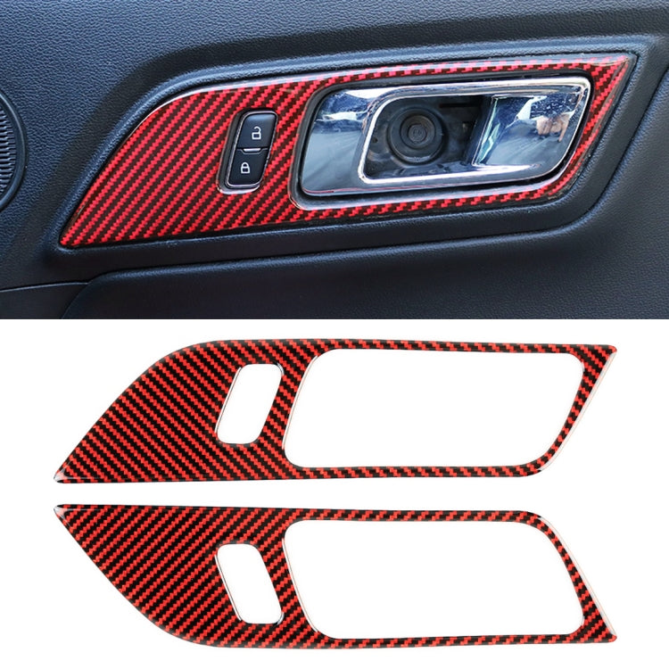 Adesivo decorativo per maniglia interna della porta 2 in 1 per auto in fibra di carbonio per Ford Mustang, Inner Door Handle
