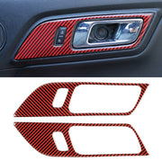 Adesivo decorativo per maniglia interna della porta 2 in 1 per auto in fibra di carbonio per Ford Mustang, Inner Door Handle