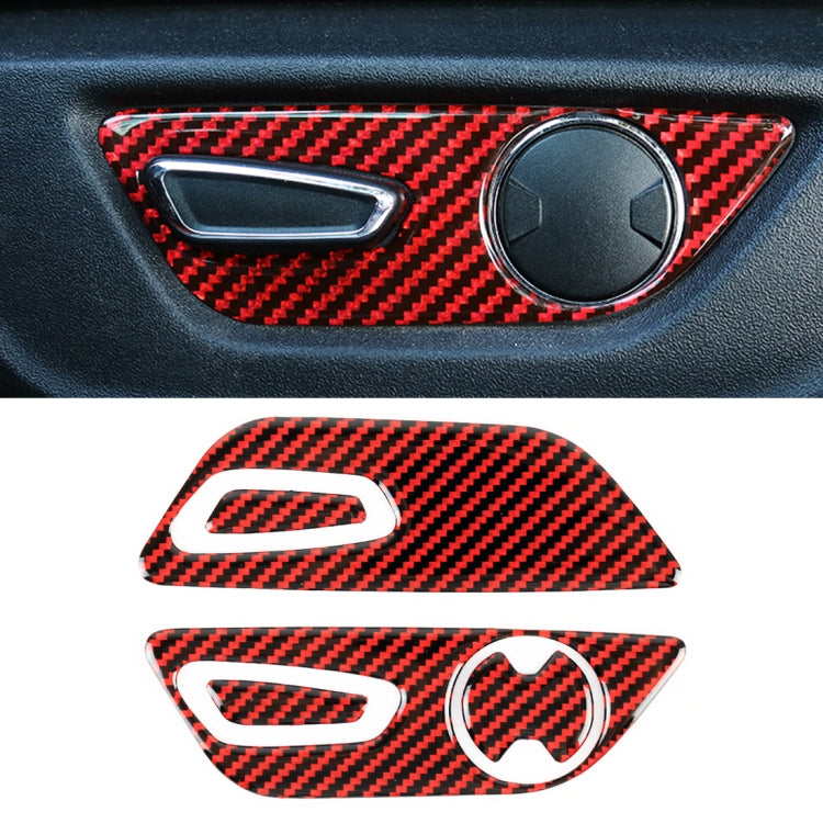 Adesivo decorativo con pulsante di regolazione del sedile in fibra di carbonio 5 in 1 per Ford Mustang, Seat Adjustment Button